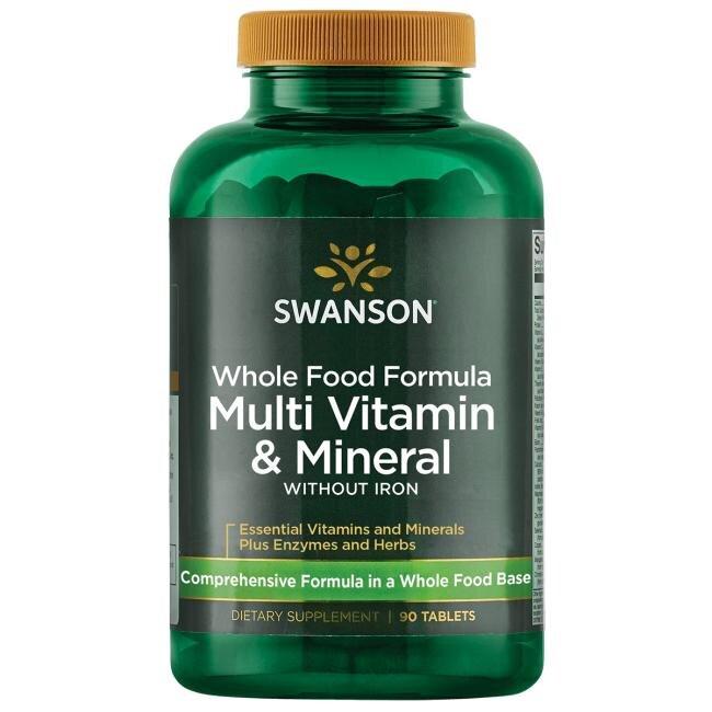 Вся формула їжі без заліза і мінералів, Whole Foods Formula Multi and Mineral without Iron, Swanson, 90 таблеток