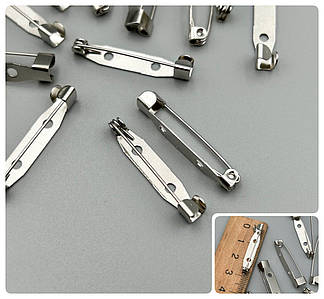 Основа для Брошки / Упаковка - 10 шт / Планка- 4 см / Срібний