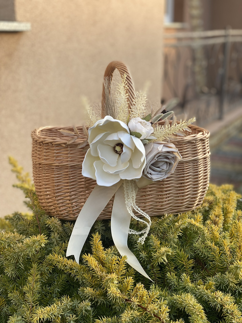 Корзина плетена з лози декорована Арт:40-5, фото 1