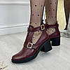 Відкриті ботильйони шкіряні жіночі на підборах, колір бордо, фото 2