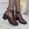 Відкриті ботильйони шкіряні жіночі на підборах, колір бордо, фото 3