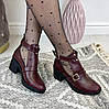Відкриті ботильйони шкіряні жіночі на підборах, колір бордо, фото 4