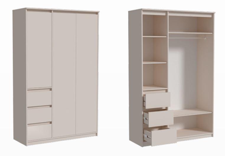 Шафа для одягу тридверна Bellini ДСП 1402х543х2200 мм (Luxe Studio TM)