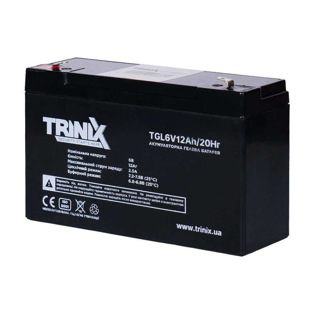 Акумуляторна батарея гелева 6В 12Аг Trinix TGL6V12Ah/20Hr GEL, фото 1