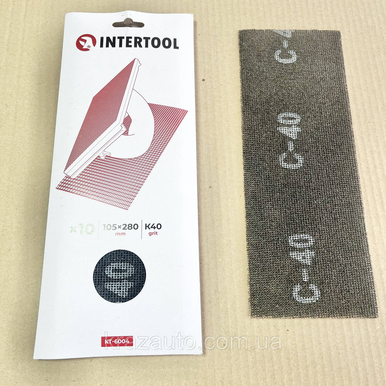 Сітка абразивна 105x280 мм, К40, 10 од. INTERTOOL KT-6004