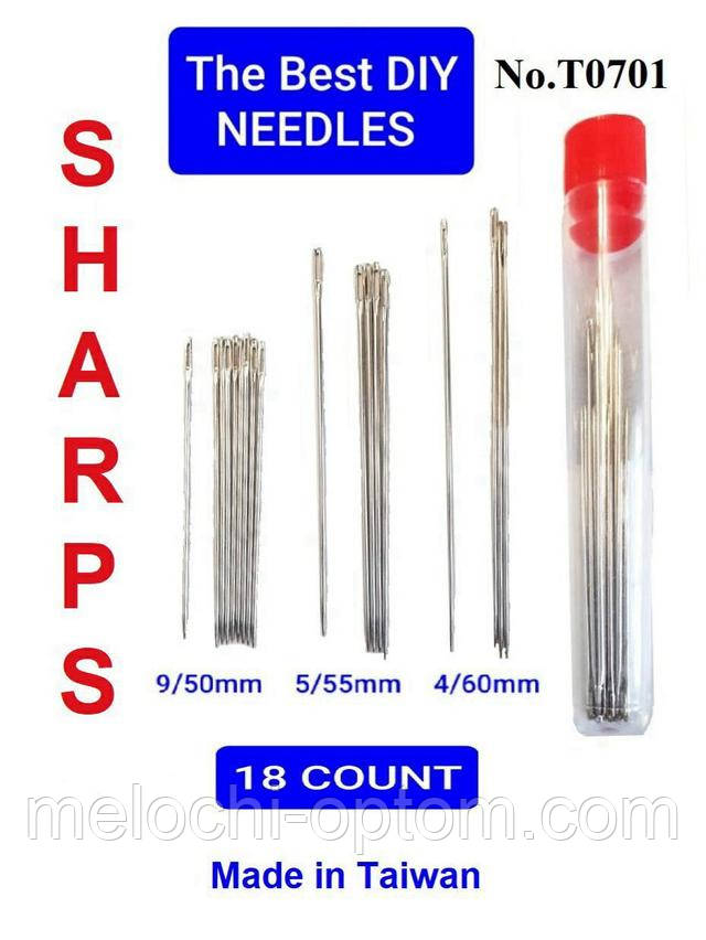 Набір ручних гострих голок SHARPS 18 штук в тубусі №Т0701