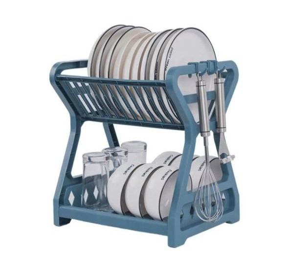Сушарка для посуду органайзер для раковини. Сушіння дворівневе для кухонного приладдя SV227, фото 1