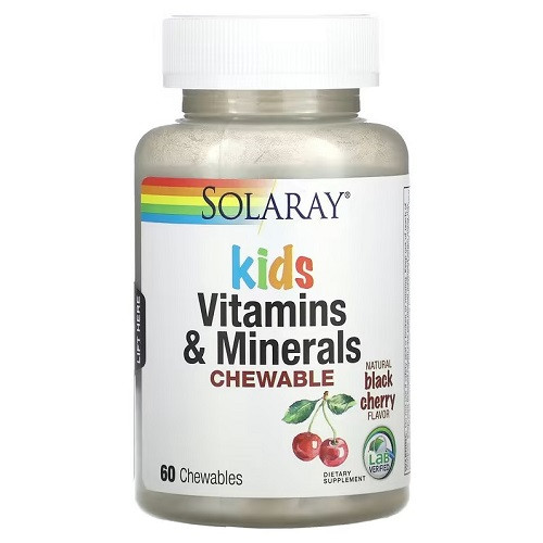 Вітаміни для дітей Solaray Kids Vitamins & Minerals (60 жувальних таблеток.), фото 1