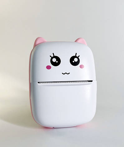 Портативний термопринтер Bambi Cat Mini Printer (Рожевий) YU227, фото 1