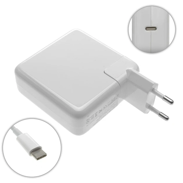 Блок живлення для ноутбука APPLE USB-C 61W (20.3V/3A, 14.5V/2A, 9V/3A, 5.2V/2.4A), Type-C, USB3.1, White (з кабелем!) (A1718)