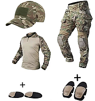 Бойовий костюм G3 убакс + штани + кепка мультикам тактичний костюм штурмовий з наколінниками штани убакс мультикам форма армыйська