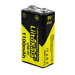Акумулятор BF22 крона 9V 1100mAh Li-Ion type-C Liitokala