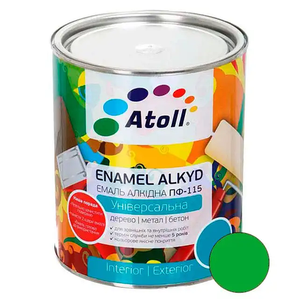 Емаль алкідна Atoll ПФ-115 зелена 2.6кг, фото 1