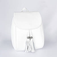 Рюкзак жіночий шкіряний Virginia Conti 02173 невеликий білий с китицями