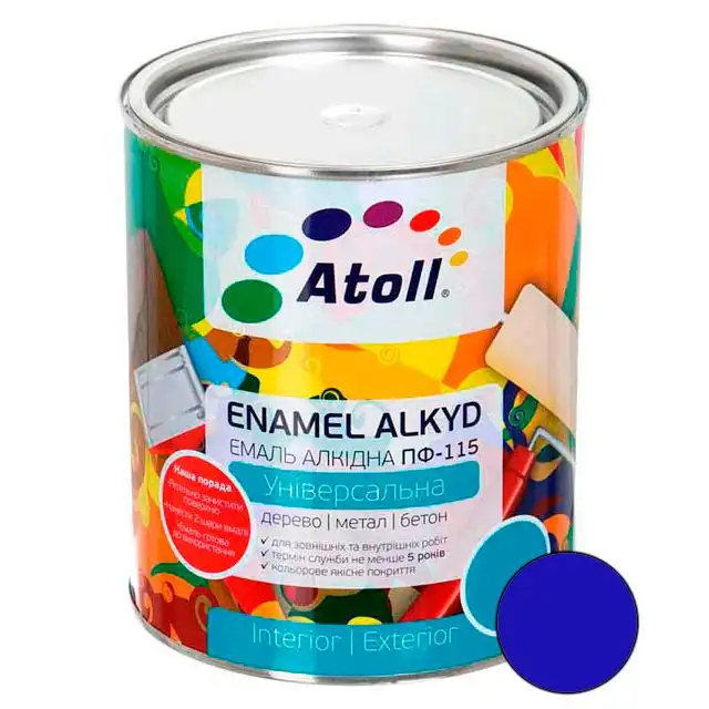 Емаль алкідна Atoll ПФ-115 синя 0.8кг