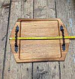 Поднос дерев'яний дубовий з металевими ручками, фото 4