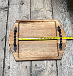 Поднос дерев'яний дубовий з металевими ручками, фото 7