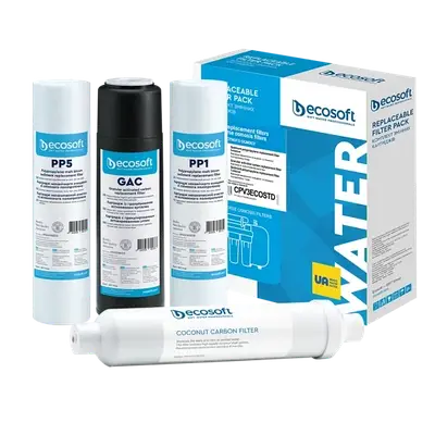 Комплект з 4 картриджів для фільтра зворотного осмосу Ecosoft Standard без мінералізатора CPV4POST