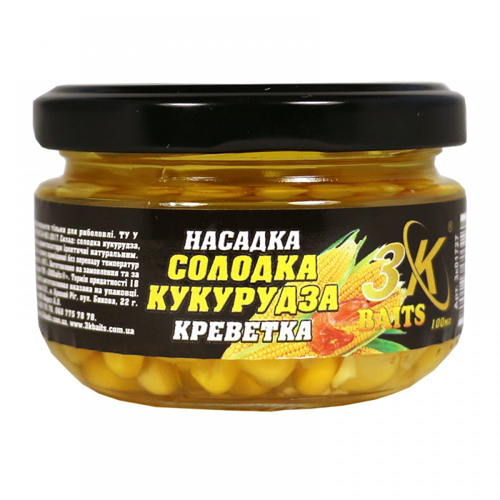 Насадка 3KBaits Солодка кукурудза Premium Креветка 100 мл (3KB1836)