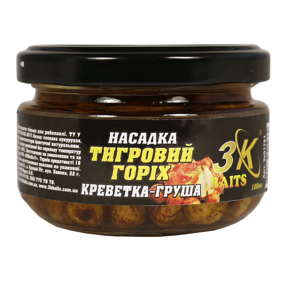 Насадка 3KBaits Тигровий горіх Premium Креветка-груша 100 мл (3KB1845)