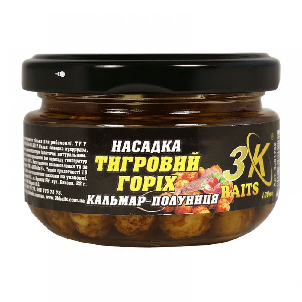 Насадка 3KBaits Тигровий горіх Premium Кальмар-полуниця 100 мл (3KB1846)