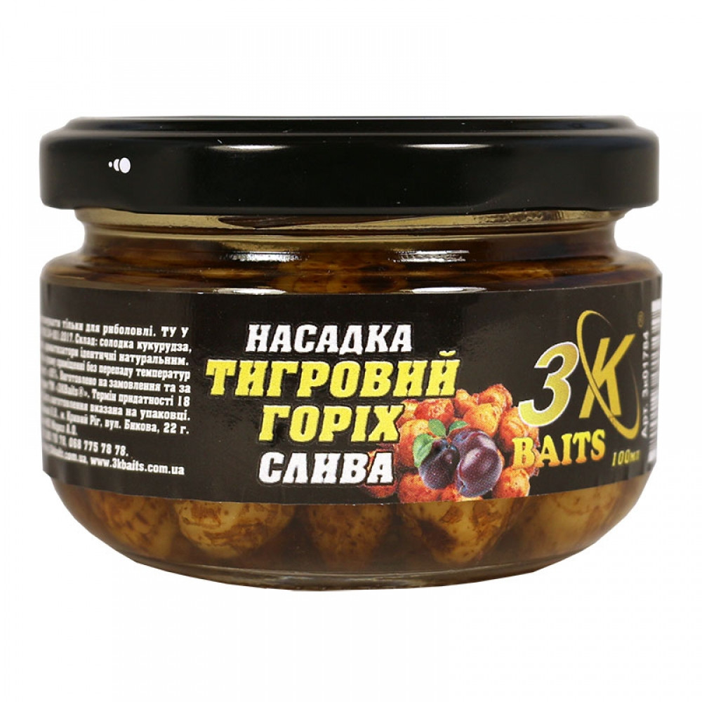 Насадка 3KBaits Тигровий горіх Premium Слива 100 мл (3KB1848)