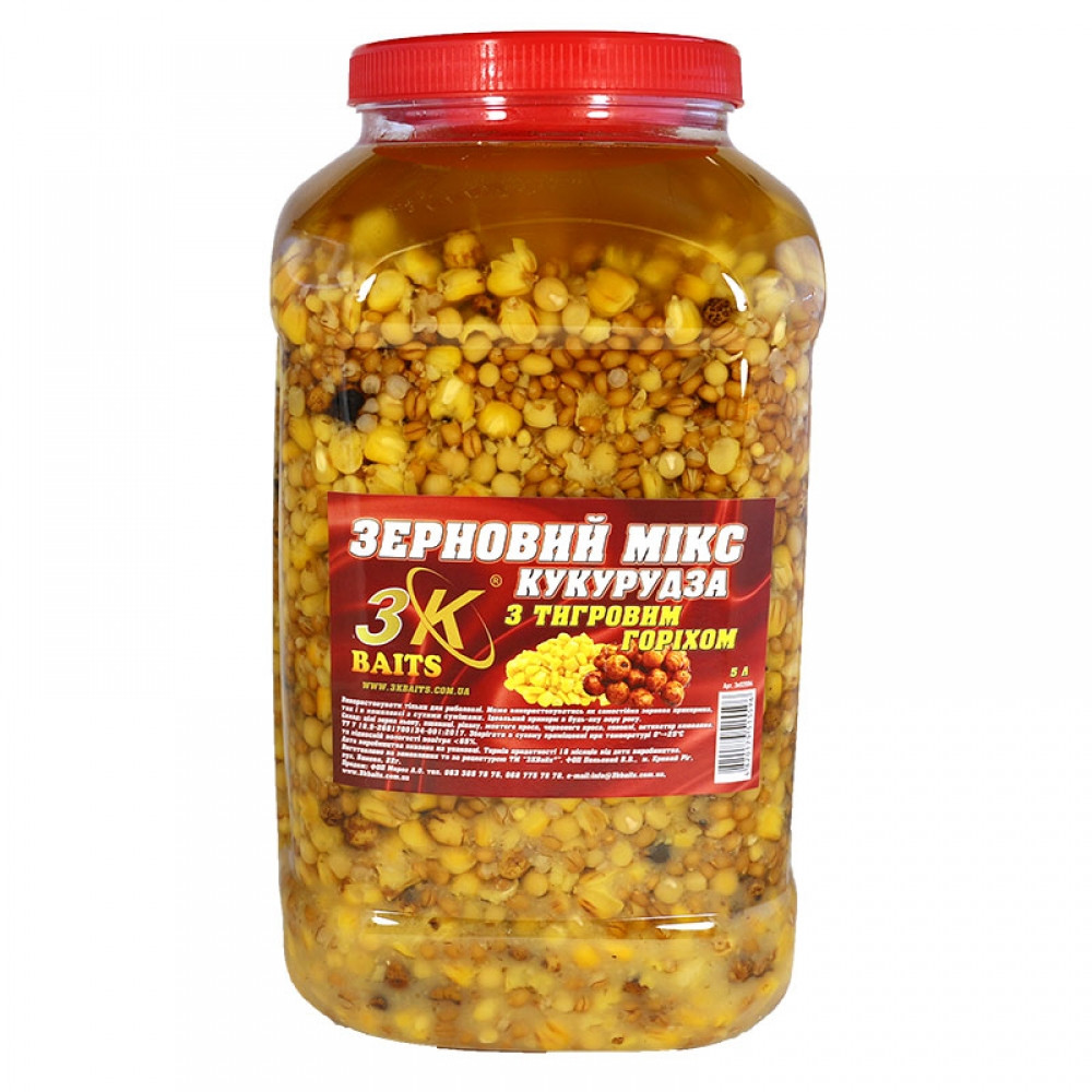 Зерновий мікс 3KBaits Кукурудза з тигровим горіхом 5 л (3KB1851)