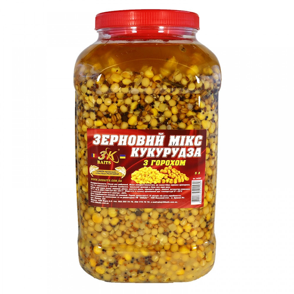 Зерновий мікс 3KBaits Кукурудза з горохом 5 л (3KB1852)