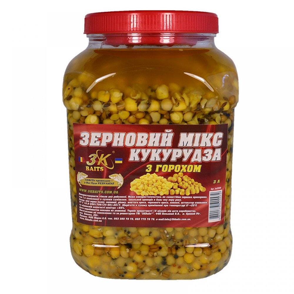 Зерновий мікс 3KBaits Кукурудза з горохом 3 л (3KB1853)
