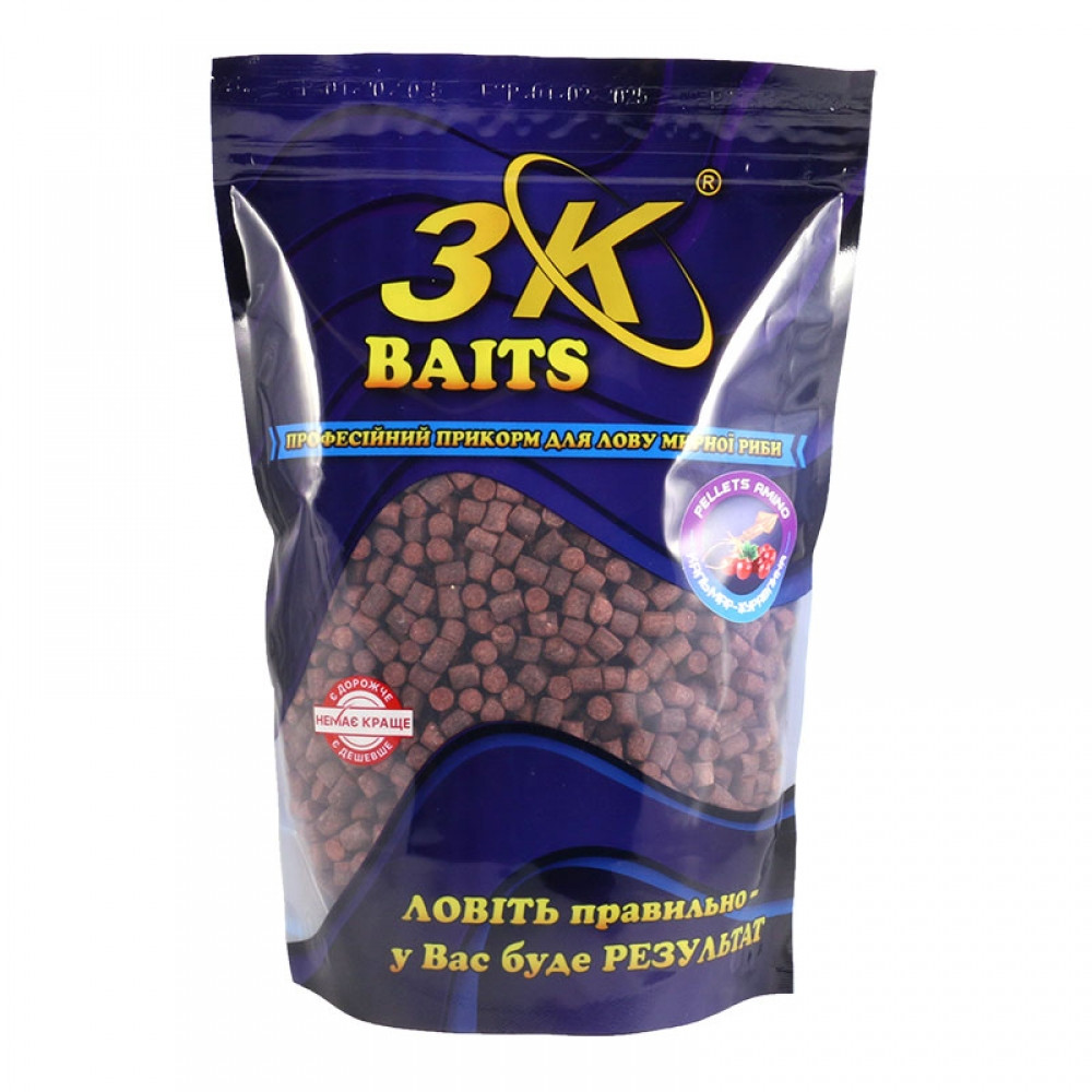 Пеллетс 3KBaits Amino Кальмар-клюква 6 мм 800 г (3KB1861)