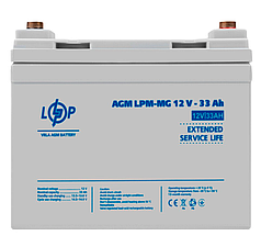 Акумулятор мультигелевий LPM-MG 12 V — 33 Ah + праворуч