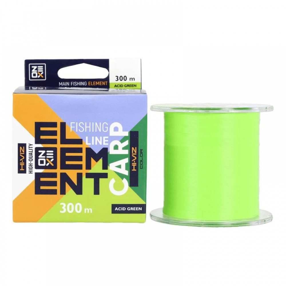 Волосінь ZEOX Hi-Viz Element Carp 300м 0.285 мм 21lb Acid Green (3KB5015)