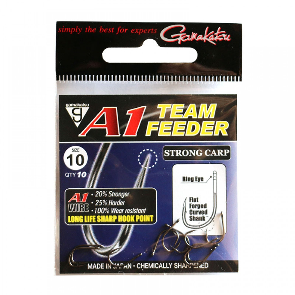 Крючок GAMAKATSU A1 TEAM FEEDER Strong Carp №10, в уп. 10 шт (3KB5022)