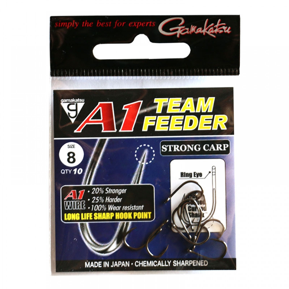 Крючок GAMAKATSU A1 TEAM FEEDER Strong Carp №8, в уп. 10 шт (3KB5024)