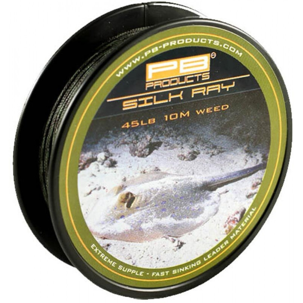 Лідкор дуже м'який PB Silk Ray Weed, без олив'яного осердя, 45lb/20,44 кг, зелений, 10 м (3KB5072)