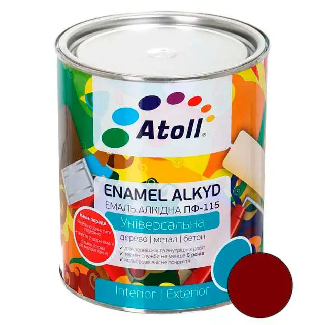 Емаль алкідна Atoll ПФ-115 вишнева 0.8кг
