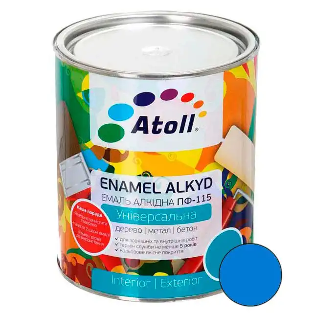 Емаль алкідна Atoll ПФ-115 блакитна 0.8кг