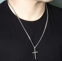 Хрестик 45*25 із нержавіючої сталі на ланцюжку маями 4.5 мм 60 см