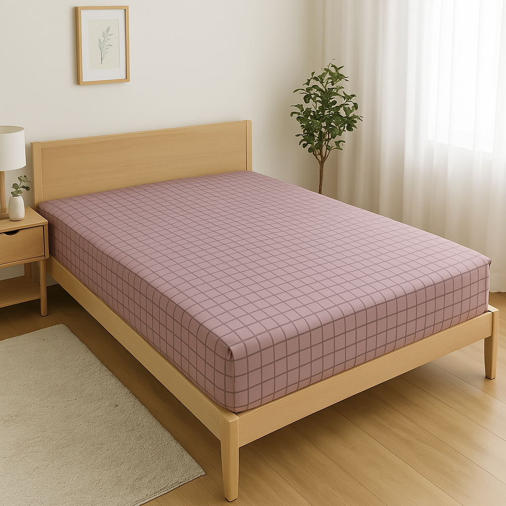 Простирадло на гумці двоспальне "Кліточка темне" | Бязь 160х200 см, фото 1