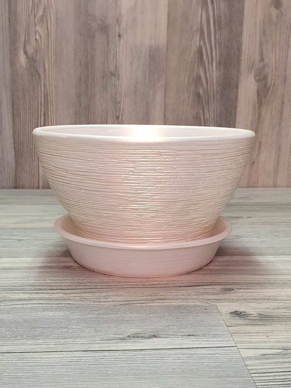 Горщик / вазон 1 л. "Фіальниця" для квітів Білий з золотом,, з піддоном, кімнатних (домашніх) рослин