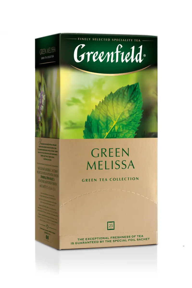 Чай зелений Greenfield Green Melissa пакетований 25 * 1,5 г (Грінфілд), фото 1