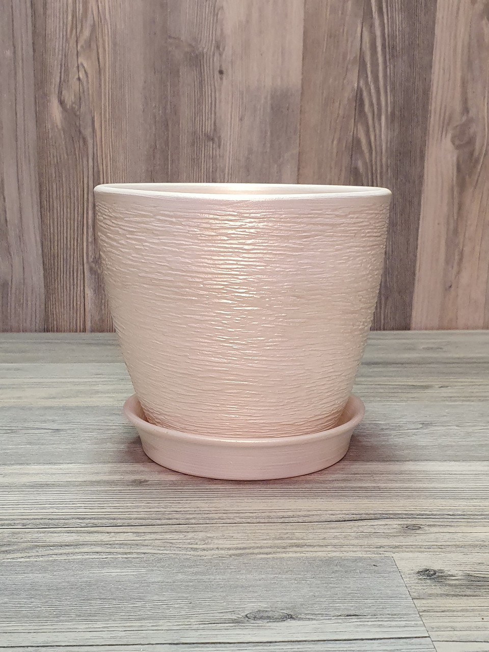 Горщик / вазон 1 л. для квітів Білий з золотом,, з піддоном, кімнатних (домашніх) рослин