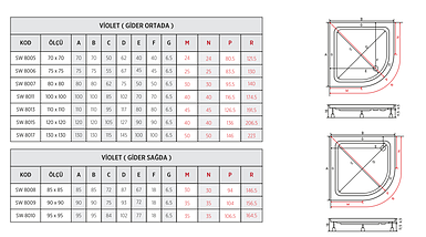 Душовий піддон Shower VIOLET SW-8009 90х90х18 см напівкруглий акриловий, фото 3