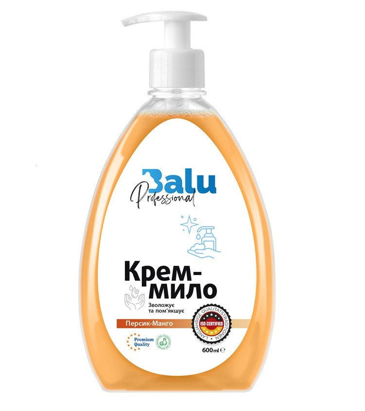 Рідке крем-мило Balu Персик-Манго флакон з дозатором 600 мл, фото 1