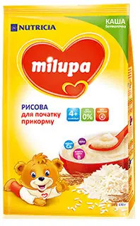 Безмолочна каша Milupa Рисова без глютену з 4 місяців, 170г.(Мілупа)