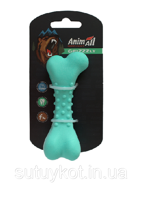 Іграшка жувальна для собаки Кістка AGrizZzly AnimAll мятного кольору 11х4.7х4 см