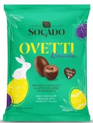 Шоколадні яйця Socado Ovetti Latte з начинкою з молочного шоколаду зі смаком лате, 110 грамів | Італія
