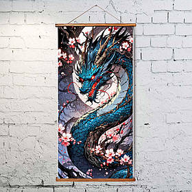 Гобелен Китайський дракон з квітами, 30*60 см, OTM1035