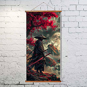 Гобелен Японський самурай в квітах, 30*60 см, OTM1037