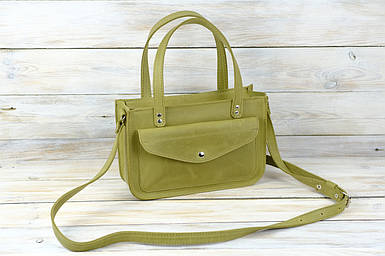 Жіноча сумка Емілі з натуральної шкіри колір Оливковий